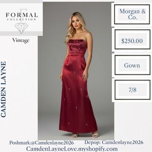 Vintage Morgan & Co. Strapless Iridescent Burgundy Gown
